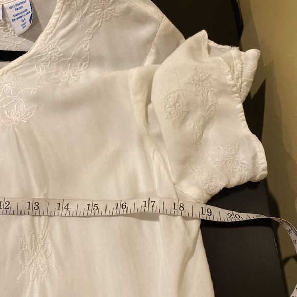 Blair Tunic Short Sleeve Embroidered Top, White, XL - Picture 5 of 6